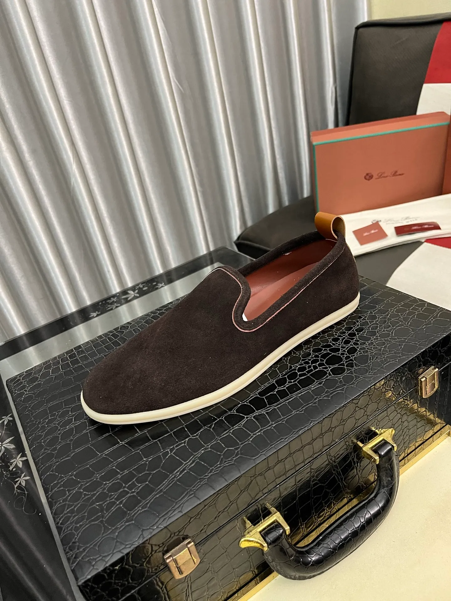 Men's men's shoes 💰420⌚️⌚️Loro*Piana pure original 2023 soft and comfortable LP deerskin flat casual star same style slip-on Loft men's shoes size 38-44